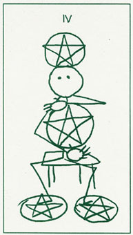  - Stick Figure Tarot - Ǯ - Four Of Pentacles