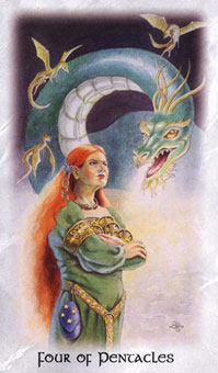  - The Celtic Dragon Tarot - Ǯ - Four Of Pentacles