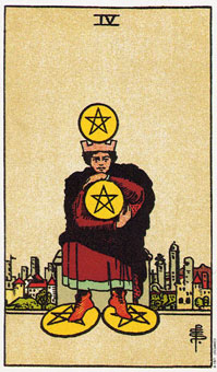 ԭʼΰ - Original Rider-Waite Tarot - Ǯ - Four Of Pentacles