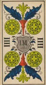 1JJʿ1870 - 1JJ Swiss Tarot 1870 - Ǯ - Four Of Pentacles