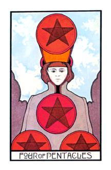 ̫ʱ - Aquarian Tarot - Ǯ - Four Of Pentacles