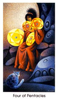 è - Cat People Tarot - Ǯ - Four Of Pentacles