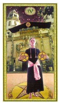 ܶ - Gendron Tarot - Ǯ - Four Of Pentacles