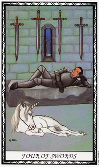  - Unicorn Tarot -  - Four Of Swords