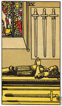 ԭʼΰ - Original Rider-Waite Tarot -  - Four Of Swords