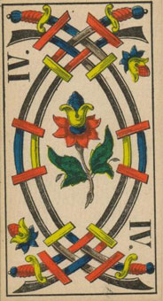 1JJʿ1870 - 1JJ Swiss Tarot 1870 -  - Four Of Swords