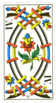 1JJʿ1974 - 1JJ Swiss Tarot 1974 -  - Four Of Swords