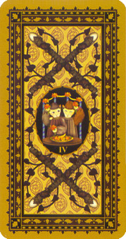 è - Medieval Cat Tarot - Ȩ - Four Of Wands