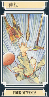  - Golden Dragon Tarot - Ȩ - Four Of Wands