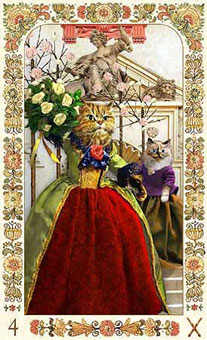 ˲è - Baroque Bohemian Cats Tarot - Ȩ - Four Of Wands