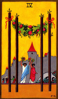 ɫΰ - Golden Rider Tarot - Ȩ - Four Of Wands