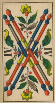 1JJʿ1870 - 1JJ Swiss Tarot 1870 - Ȩ - Four Of Wands