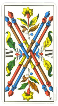 1JJʿ1974 - 1JJ Swiss Tarot 1974 - Ȩ - Four Of Wands