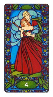  - Art Nouveau Tarot - Ȩ - Four Of Wands