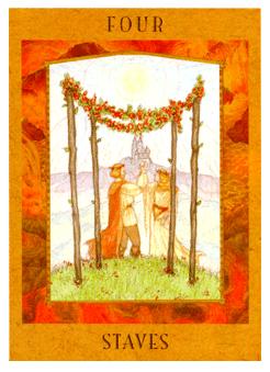 Ů - Goddess Tarot - Ȩ - Four Of Wands