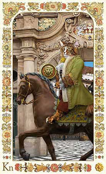 ˲è - Baroque Bohemian Cats Tarot - Ǯʿ - Knight Of Pentacles