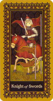 è - Medieval Cat Tarot - ʿ - Knight Of Swords