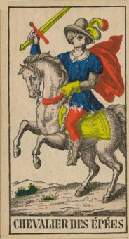 1JJʿ1870 - 1JJ Swiss Tarot 1870 - ʿ - Knight Of Swords