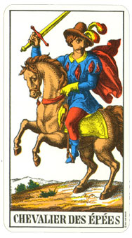 1JJʿ1974 - 1JJ Swiss Tarot 1974 - ʿ - Knight Of Swords