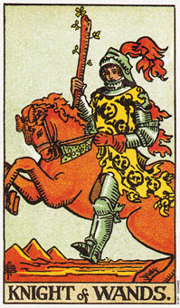 ԭʼΰ - Original Rider-Waite Tarot - Ȩʿ - Knight Of Wands