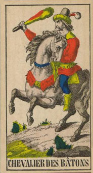 1JJʿ1870 - 1JJ Swiss Tarot 1870 - Ȩʿ - Knight Of Wands