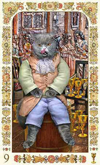 ˲è - Baroque Bohemian Cats Tarot - ʥ - Nine Of Cups