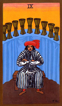 ɫΰ - Golden Rider Tarot - ʥ - Nine Of Cups