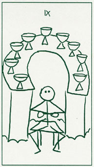  - Stick Figure Tarot - ʥ - Nine Of Cups