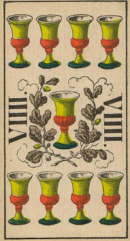 1JJʿ1870 - 1JJ Swiss Tarot 1870 - ʥ - Nine Of Cups