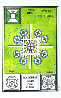 ħʽ - Tarot Of Ceremonial Magic - ǮҾ - Nine Of Pentacles