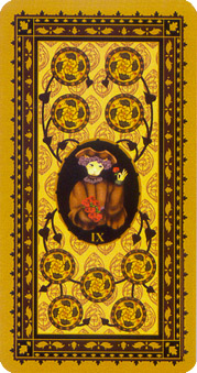 è - Medieval Cat Tarot - ǮҾ - Nine Of Pentacles