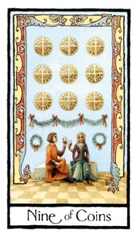 Ӣʼ - Old English Tarot - ǮҾ - Nine Of Pentacles
