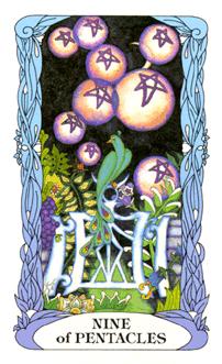 ¹⻨԰ - Moon Garden Tarot - ǮҾ - Nine Of Pentacles