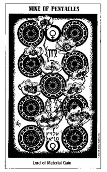 ʿ - The Hermetic Tarot - ǮҾ - Nine Of Pentacles