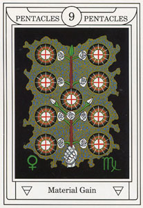 ƽ - Golden Dawn Magical Tarot - ǮҾ - Nine Of Pentacles