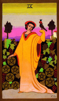 ɫΰ - Golden Rider Tarot - ǮҾ - Nine Of Pentacles