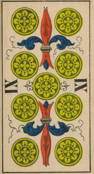 1JJʿ1870 - 1JJ Swiss Tarot 1870 - ǮҾ - Nine Of Pentacles