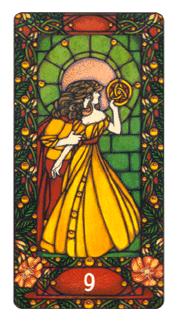  - Art Nouveau Tarot - ǮҾ - Nine Of Pentacles