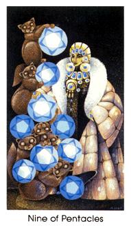 è - Cat People Tarot - ǮҾ - Nine Of Pentacles