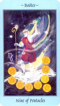  - Celestial Tarot - ǮҾ - Nine Of Pentacles