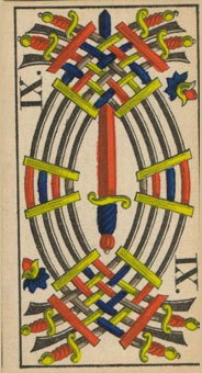 1JJʿ1870 - 1JJ Swiss Tarot 1870 -  - Nine Of Swords