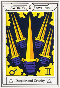 ƽ - Golden Dawn Magical Tarot -  - Nine Of Swords