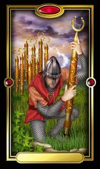 Ѥ - Gilded Tarot - ȨȾ - Nine Of Wands