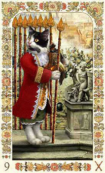 ˲è - Baroque Bohemian Cats Tarot - ȨȾ - Nine Of Wands