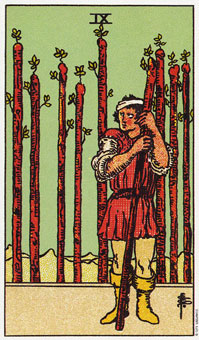 ԭʼΰ - Original Rider-Waite Tarot - ȨȾ - Nine Of Wands