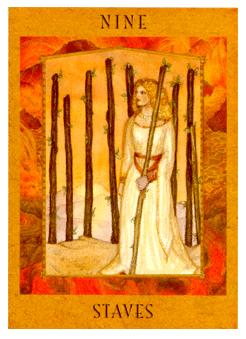 Ů - Goddess Tarot - ȨȾ - Nine Of Wands