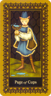 è - Medieval Cat Tarot - ʥ̴ - Page Of Cups