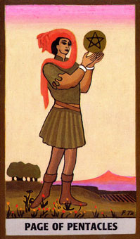 ɫΰ - Golden Rider Tarot - Ǯ̴ - Page Of Pentacles