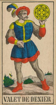 1JJʿ1870 - 1JJ Swiss Tarot 1870 - Ǯ̴ - Page Of Pentacles