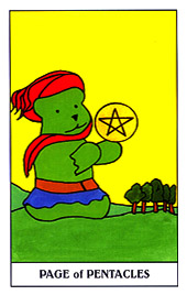 小熊塔罗牌 - gummy bear tarot - 钱币侍从 - page of pentacles